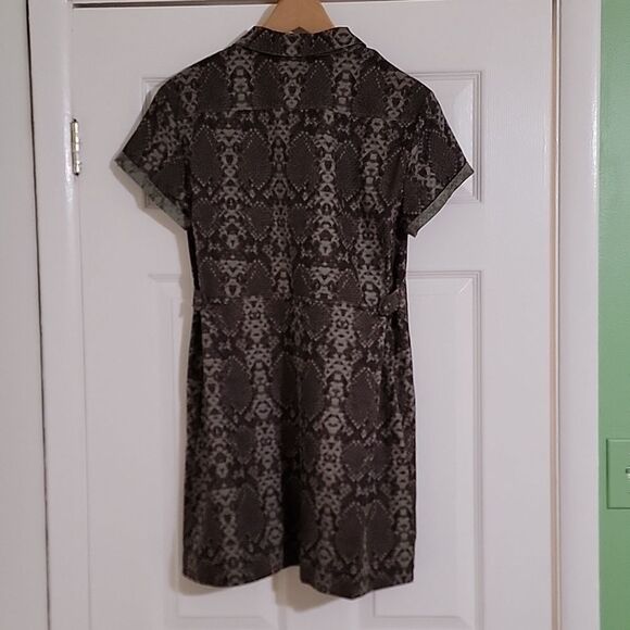 Free People Linen blend mini shirt dress snake print short sleeve size S Petite - Picture 2 of 9